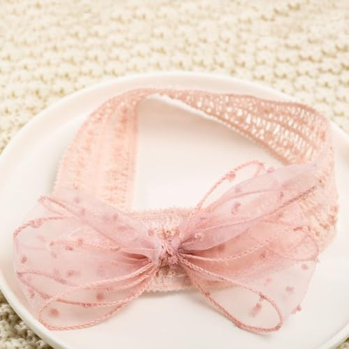 Rannyrena Cute Lace Bow Baby Girls Headbands White Knot Headband Soft Chiffon Hair Band For Newborn Infant Toddler Kids Hair Accessories