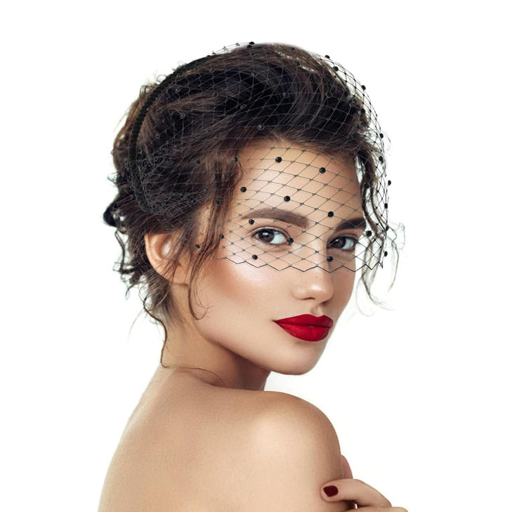 Hiwind Mesh Veil Headband Fascinators Hat 1920S Headpiece For Women