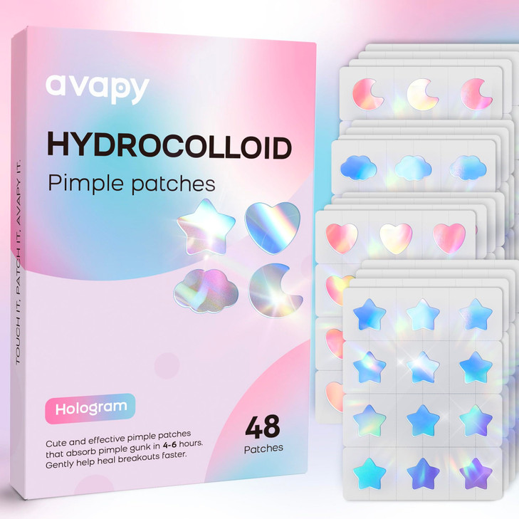 Avapy Pimple Patches For Face Cute Hydrocolloid Acne Patches Colorful Hologram Star Sport Stickers Zits And Blemish Pimple Patch With