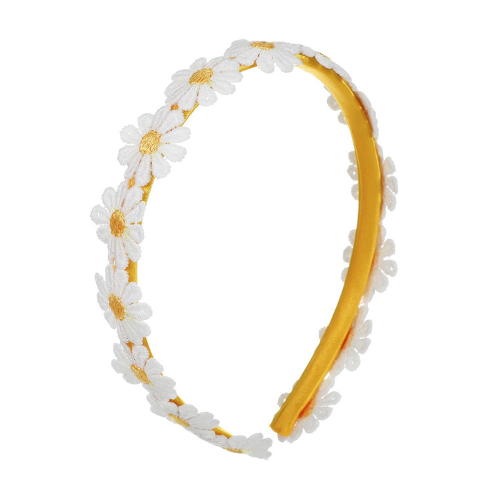 Xinjoduz Daisy Hair Band 5.1 X 4.33 Flower Hippie Daisy Headband Yellow Embroidery Flower Hair Bands Little Fall Floral Crowns Bands