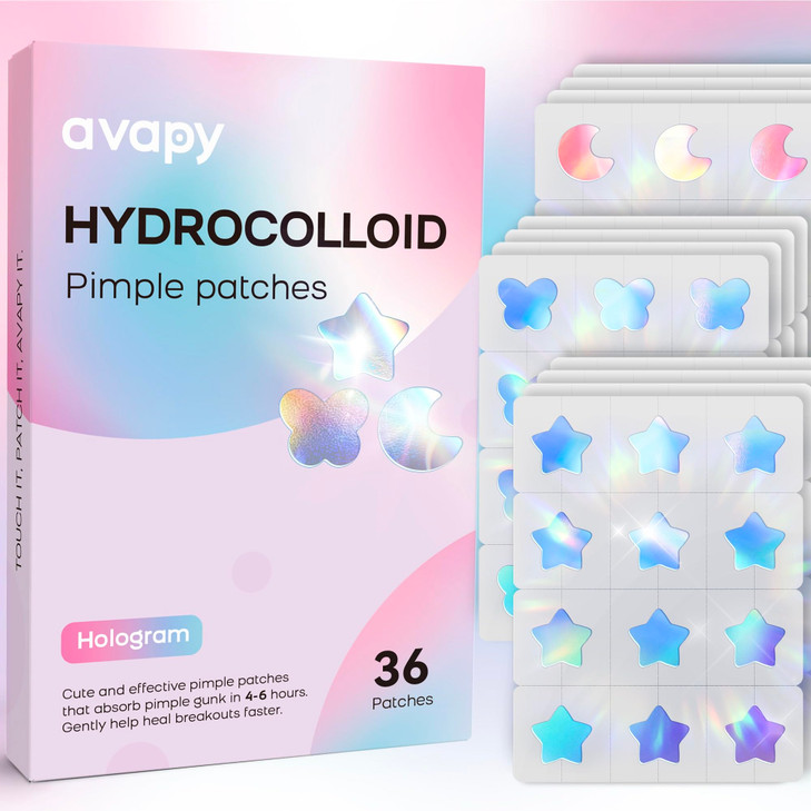 Avapy Pimple Patches For Face Cute Hydrocolloid Acne Patches Colorful Hologram Star Sport Stickers Zits And Blemish Pimple Patch With