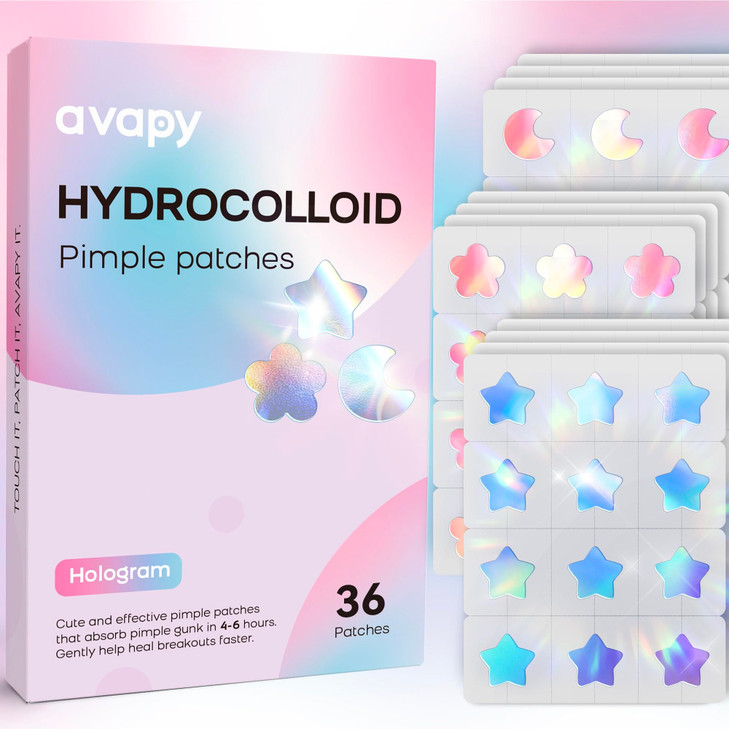Avapy Pimple Patches For Face Cute Hydrocolloid Acne Patches Colorful Hologram Star Sport Stickers Zits And Blemish Pimple Patch With