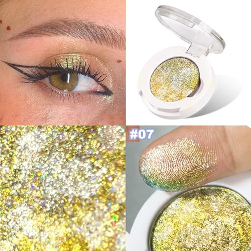 Szdym Chameleon Multichrome Eyeshadows 1 Pot 3 Shifting Colors Single Eyeshadow Pot Vegan Neon Rainbow Shift Pure Mineral Pigments Long