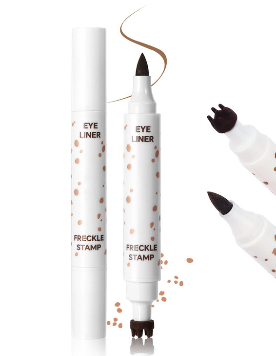 Erinde Freckle Stamp Liquid Eyeliner Pen Dual Ended Fake Freckle And Black Eye Liner Long Lasting Quick Dry Waterproof Faux Freckles Stamp