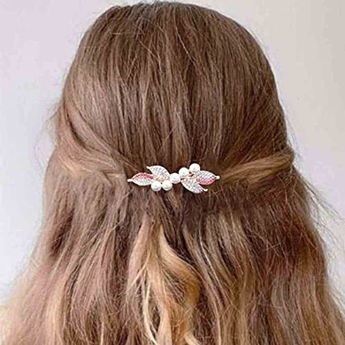 Yheakne Bridal Pearl Rhinestone Hair Clip Barrette Shining Crystal Hair Barrette Clip Headwear Wedding Headpieces Hair Accessories For Women