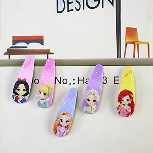 5Pcs Princess Hair Clips Cute Cartoon Barrettes Women Metal Snap Hair Clips