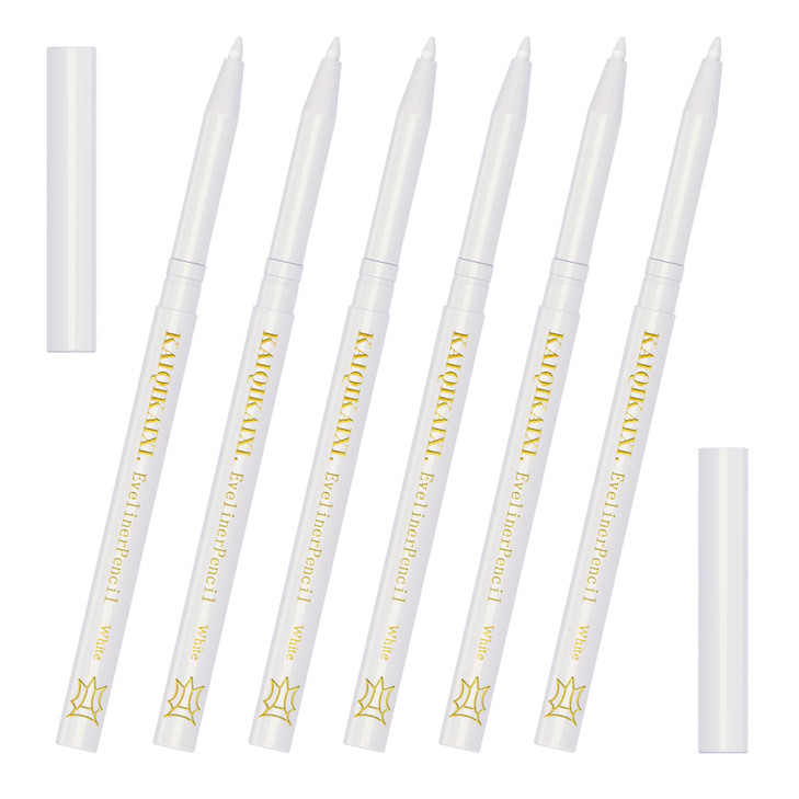 Kaiqikaixi 6 White Eyeliner Pen Eyebrow Eye Shadow Pencil Lip Line Pen Eyelid Pad Pencil Makeup Set Tool