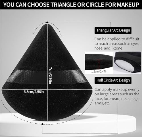 Pimoys Powder Puffs 6 Pack Triangle Makeup Puff Black