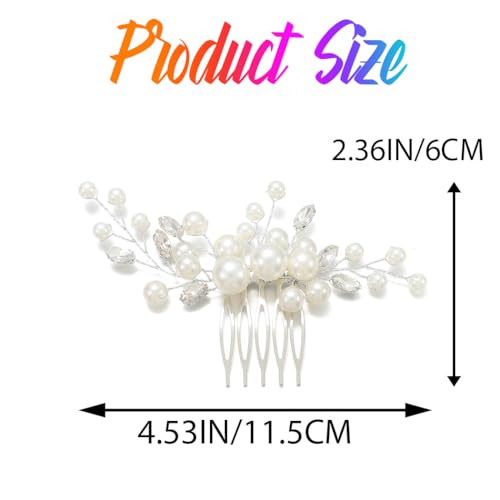 Latious Wedding Bride Pearl Hair Side Comb Silver Rhinestone Bridal Hair Clips Crystal Hair Pieces Hair Accessories For Women And Girls