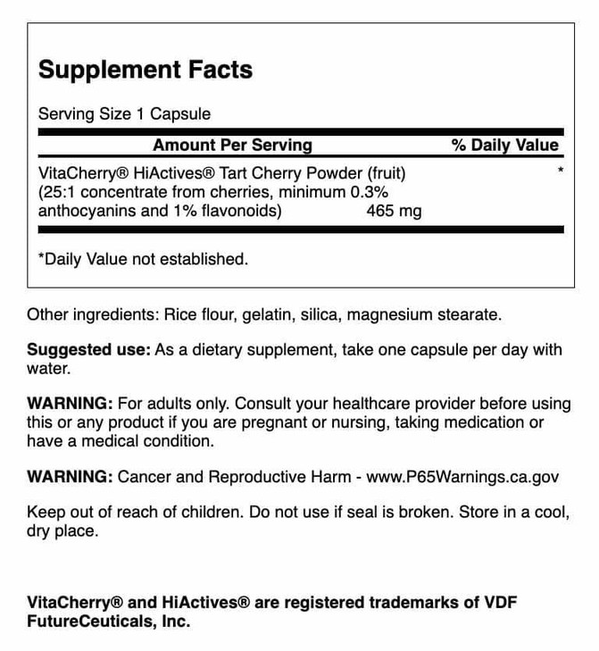 Swanson HiActives Tart Cherry - Natural Supplement Supporting Joint Health, Mobility & Flexibility - Helps Strengthen Collagen Structures & Connectiv