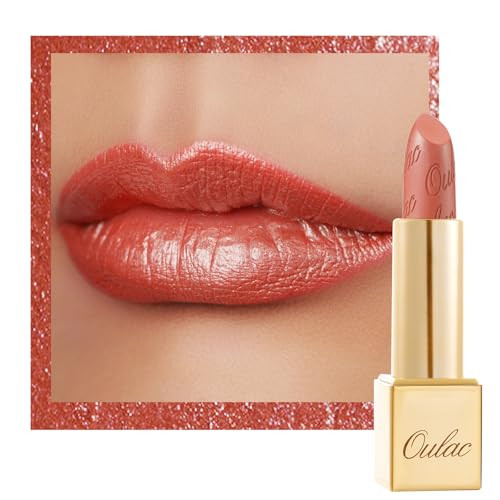 Oulac Coral Orange Lipstick For Women With Metallic 3D Shine Lightweight Hydrating Formula High Impact Lip Color Vegan Beauty Full Coverage