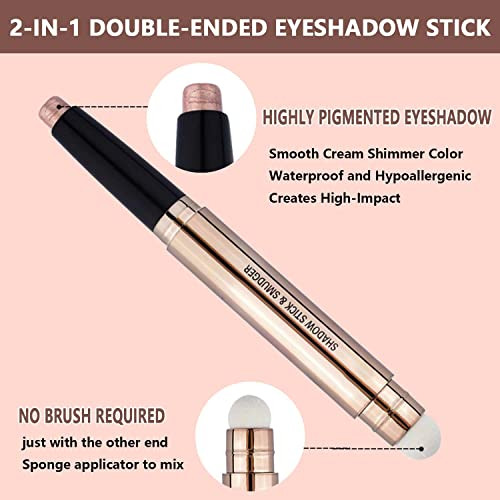 Daeuwiutr Nude Rose Gold Eyeshadow Stick Cream Smooth Single Eyeshadow Pencil Shimmer Crayon Palette Hypoallergenic Waterproof Eye Shadow