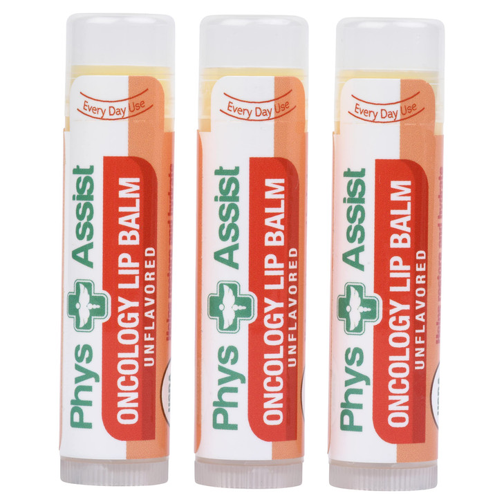 Physassist Oncology Lip Balm Usda Organic Unflavored Moisturizing 3 Pack