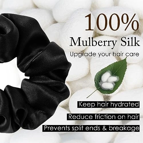 Olesilk 100 Percent Mulberry Silk Scrunchies For Women Hair Ties No Damage 3 Pack