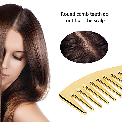 Wide Tooth Combs No Handle Hair Detangling Comb Large Salon Shampoo Comb For Men Women Gold