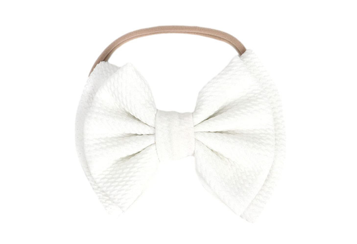 Koolgil Baby Girl S 5 Inches Soft Double Bow Knot Nylon Headband Toddler Headdress For Photography Party Festivals White