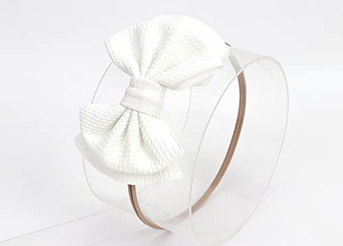 Koolgil Baby Girl S 5 Inches Soft Double Bow Knot Nylon Headband Toddler Headdress For Photography Party Festivals White