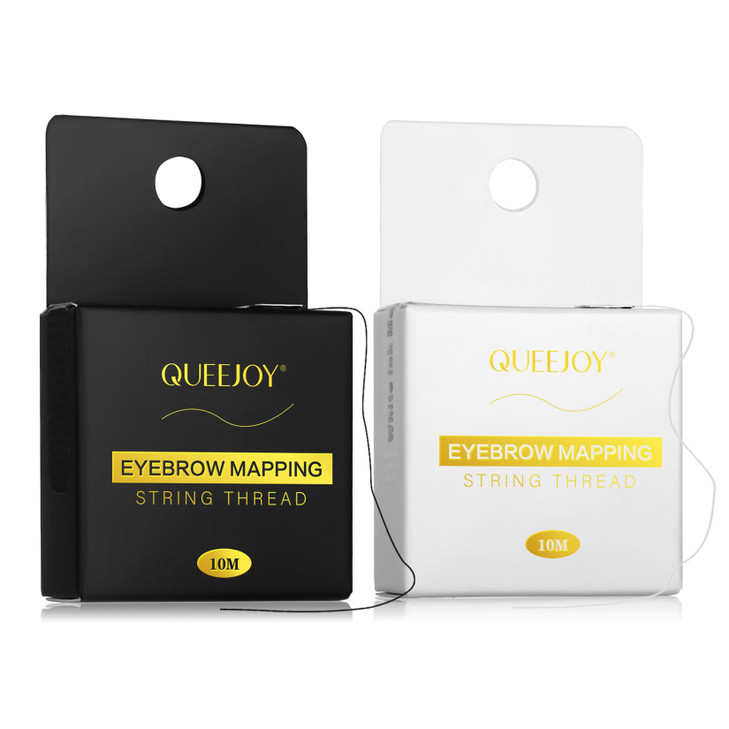 Queejoy Black And White Eyebrow Mapping String 2 Pack Pre Inked Thread