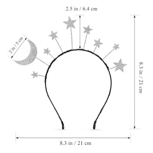 Oarkive Silver Moon Headband With Star For Women Space Costume Headpiece