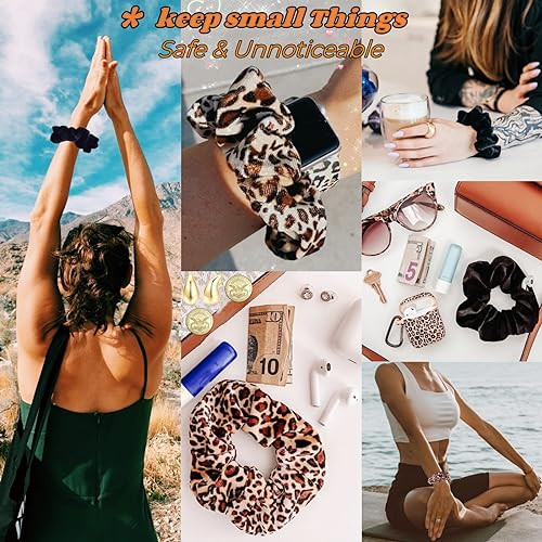 Scrmroia Zipper Scrunchies Pocket Scrunchie Secret And Hidden Velvet Hair Ties Bracelet Compatible With Apple Airpods Pro 3 And 2 And 1
