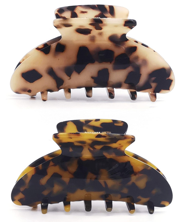 Bestac 2Pcs Hair Claw Clips Acrylic French Nonslip Jaw Clips For Women Girls Strong Hold For Thick Hair Leopard