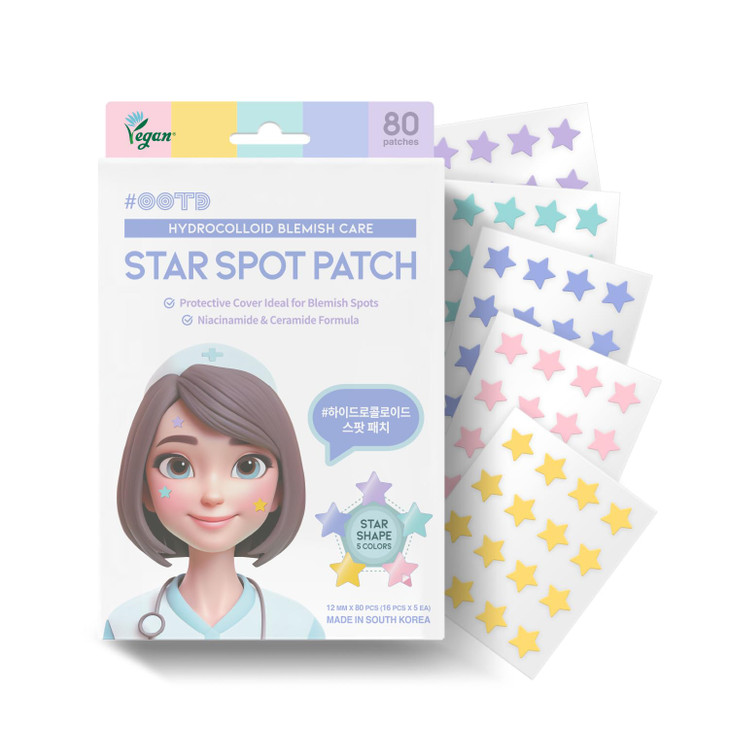 Ootd Pastel Star Pimple Patches For Face Hydrocolloid Spot Stickers 80Ea