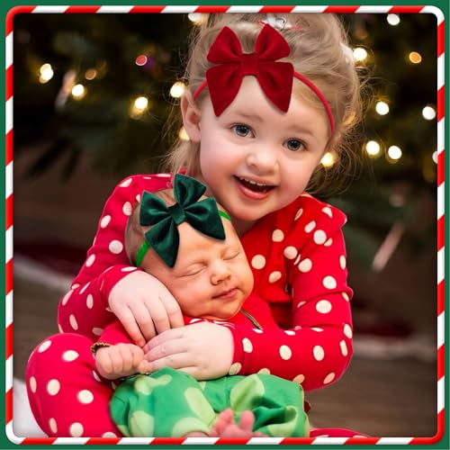 Yanjie Christmas Sailor Baby Girls Headbands Bows Newborn Velvet Sailor Bow Nylon Headband Soft Elastic Christmas Hair Bow Accessories Gift