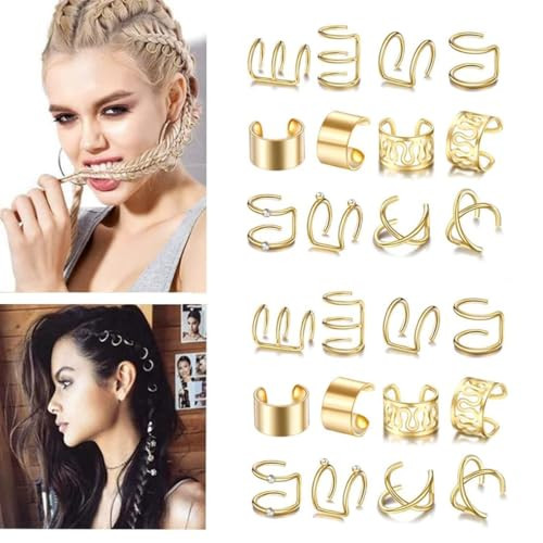 Metal Alloy Rhinestone Hair Accessories For Braids Dreadlocks And Beards Non Piercing Ear Clips Beads And Styling Jewelry Tools For Women