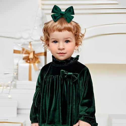 Oneninedream Christmas Baby Bows Handmade Velvet Headbands Tied Bow Elastic Nylon Hair Accessories For Baby Girls Newborn Infant 2 Pcs