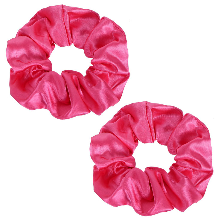 Satin Silk Hair Scrunchies 2Pcs Hot Pink Mulberry Hair Ties For Women Girls
