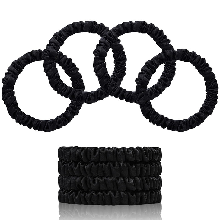 Semrue 100 Percent Mulberry Silk Hair Ties 4Pcs Silk Scrunchies For Women