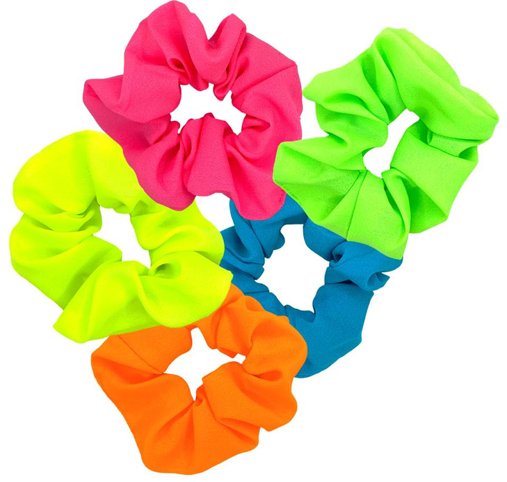 Neon Scrunchies For Hair 80S Neon Hair Accessories Scrunchy Elastic Bands Elastics Ponytail Scrunchies Hair Scrunchie For Neon Party Outfit