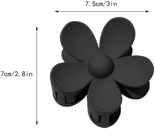 1Pc Black Flower Hair Clips Hair Claw Clips Large Claw Clips For Women Girls Thick Hair Big Cute Dasiy Hair Clips Non Slip Strong Hold For