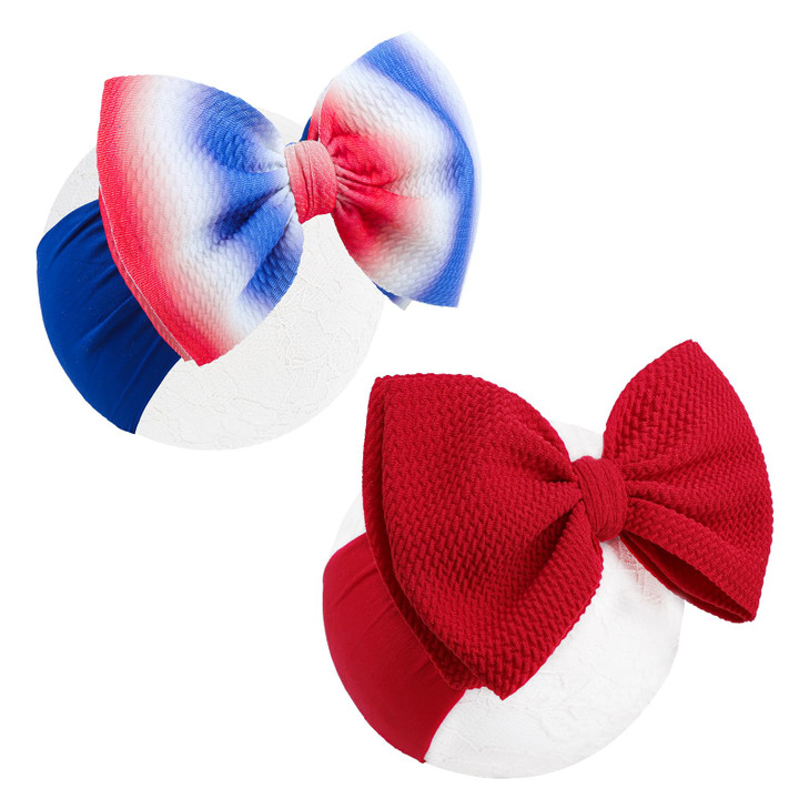 Lanmerry 4Th Of July Newborn Hair Accessories Toddler Bows Infant Cheer Bows Head Wraps Red Headband Gifts For Baby Girls