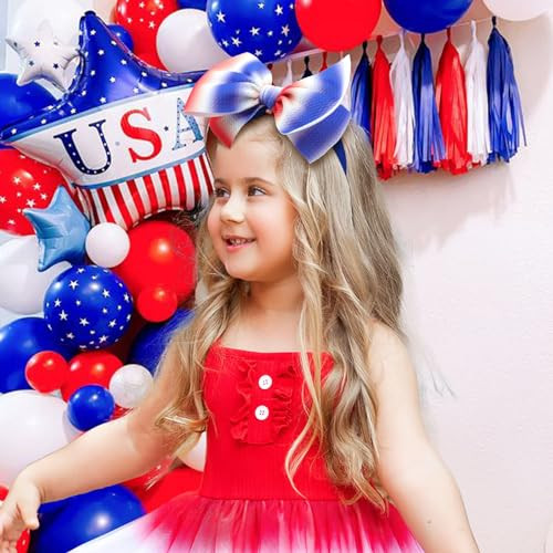 Lanmerry 4Th Of July Newborn Hair Accessories Toddler Bows Infant Cheer Bows Head Wraps Red Headband Gifts For Baby Girls