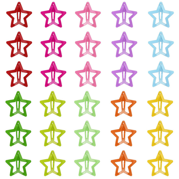30 Pcs Colorful Snap Kawaii Hair Clips Barrettes And Cute Hairpins For Girls Non Slip Star Hair Accessories