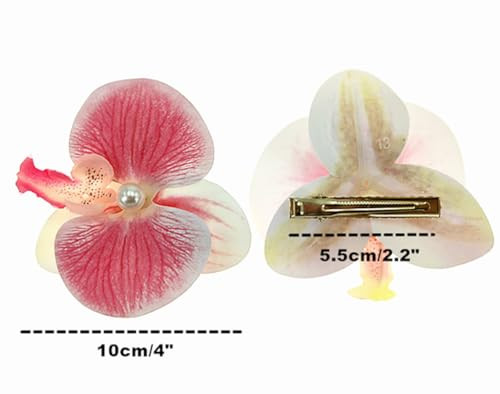 Alimitopia Flower Hair Clip Bohemia Hawaiian Fabric Artificial Moth Orchid Flower Alligator Hair Clip Hairpin Barrette Headdress Bobby Pins