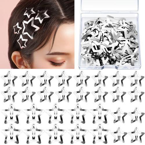 Ygdz Star Hair Clips And Barrettes Set 20 Pcs 1.22 Y2K Hair Accessories 10 Pcs 1.61 Silver Clips For Girls Women Rave Accessories Non Slip