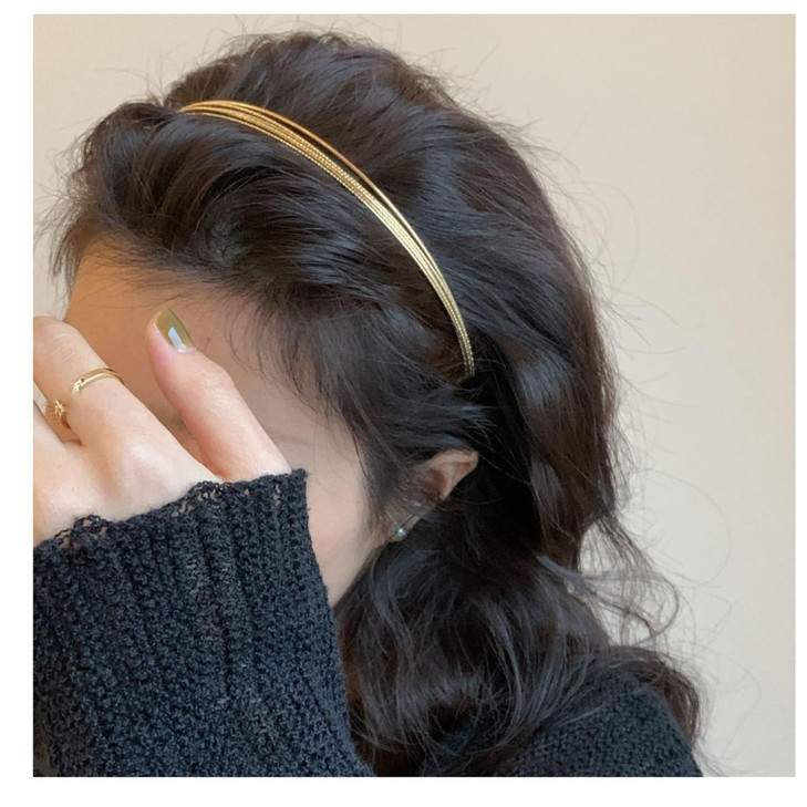 Deghew Gold Metal Thin Headbands For Women Multi Layers Fashion Headpiece Thin Layered Gold Hairbands Hair Accessories For Girls