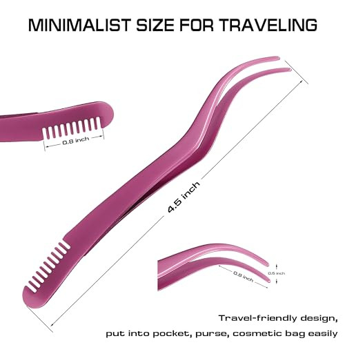 2 In 1 Lash Tweezer With Comb Stainless Steel Elbow Tweezers Eyelash Extension Precise Eyebrow Tweezers Tool Lashes Tweezer Applicator For