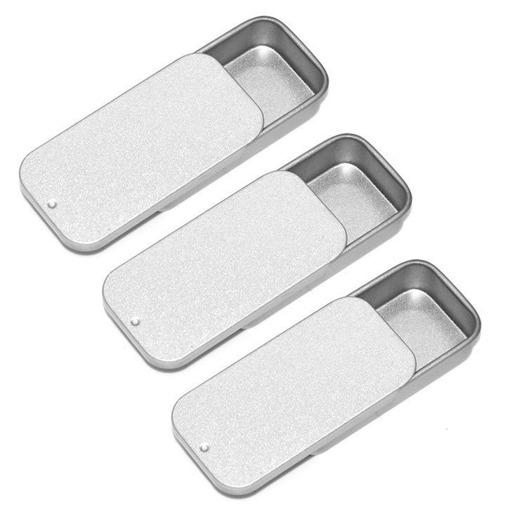 Skypia Lip Balm Tins Slide Top Tin Containers For Lip Balm Crafts Storage Kit 0.25Oz 3 Pack Silver