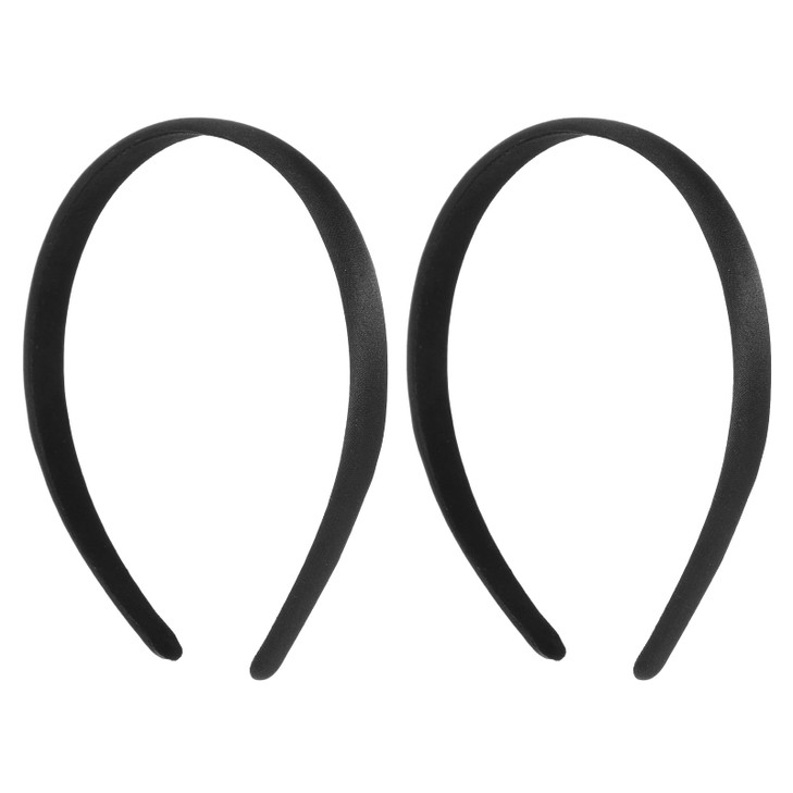 2Pcs Satin Headbands Wide Hard Head Band Fashion Solid Hairband Non Slip Plain Hair Bands Diy Holiday Elastic Hoops For Women Girls Cosplay