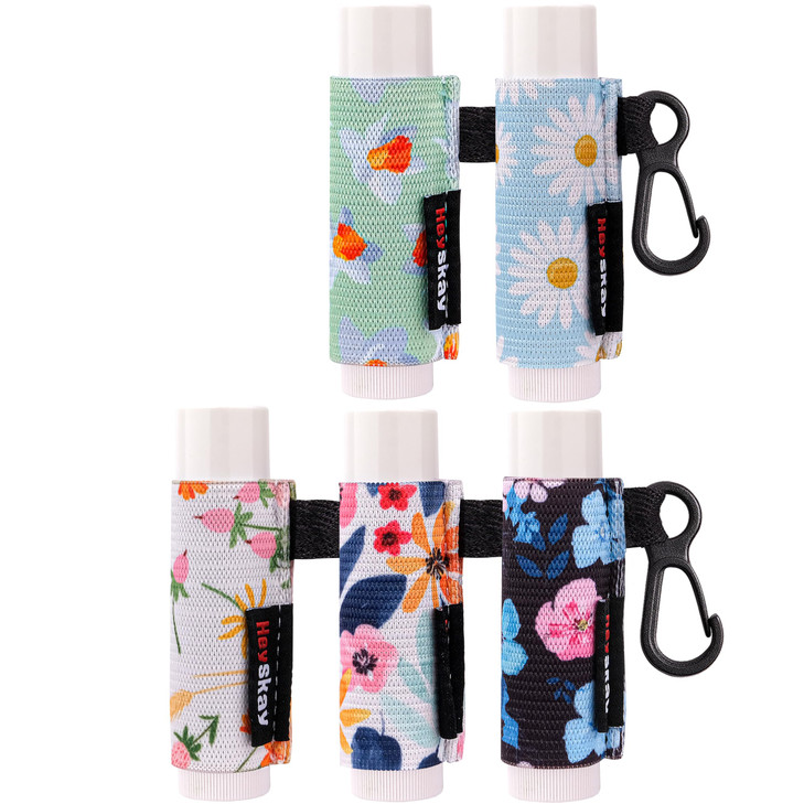 Heyskay 5Pcs Lip Balm Holder Key Chain For Chapstick Holder Keychain Sleeve