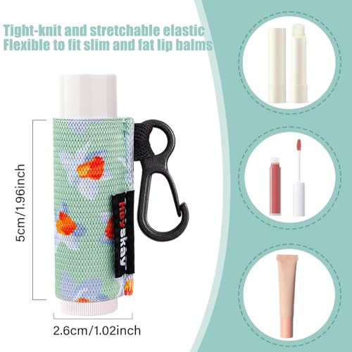 Heyskay 5Pcs Lip Balm Holder Key Chain For Chapstick Holder Keychain Sleeve