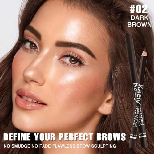 Feicuiyun 6Pcs Dark Brown Eyebrow Pencils For Women Wooden Hard Core Eyebrow And Eyeliner Pencil Long Lasting Waterproof And Sweat Proof