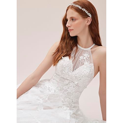 Exacoo Wedding Headbands For Women Girls Bride Headband Bridal Headpieces Crystal Hair Band Silver Tiara Wedding Gifts Hair Accessories