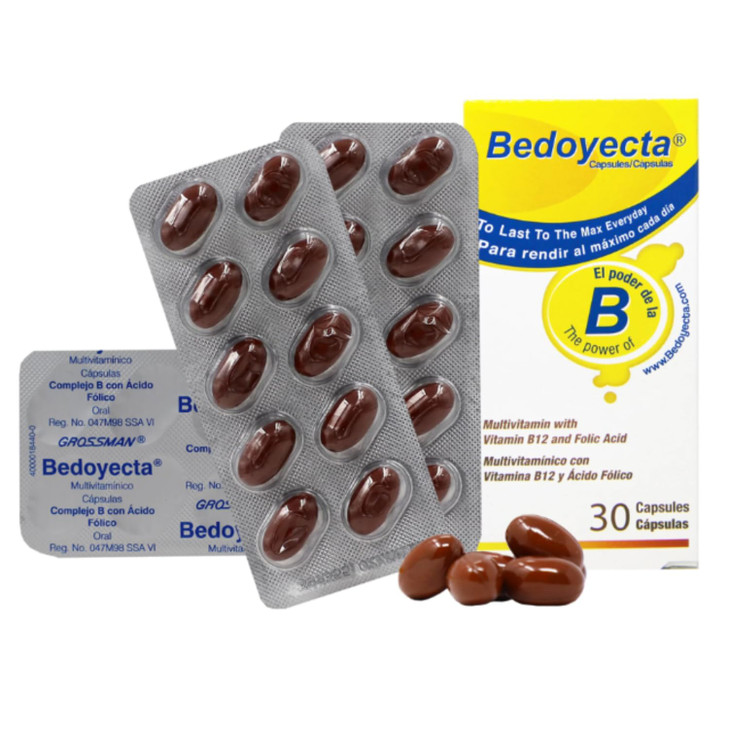 Bedoyecta Multivitamin Contains Iron, Folic Acid, Vitamin C, B1, B2, B9, and B12, 30 Count