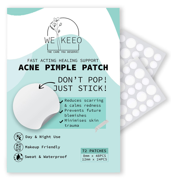 We Keeo Hydrocolloid Acne Patches Pimple Patches For Face With Tea Tree Oil 72 Count 8Mm 48 Patches And 12Mm 24 Patches Sizes For Effective