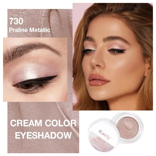 Feicuiyun Cream Glitter Light Champagne Shimmer Metallic Eyeshadow Palette Makeup For Mature Women Mini Instant Holographic Eyeshadow