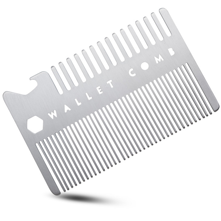 Wallet Comb Stainless Steel Hair Comb Anti Static Fine Tooth Travel Or Camp Comb Light Weight Metal Comb Dandruff Comb Bottle Opener Credit